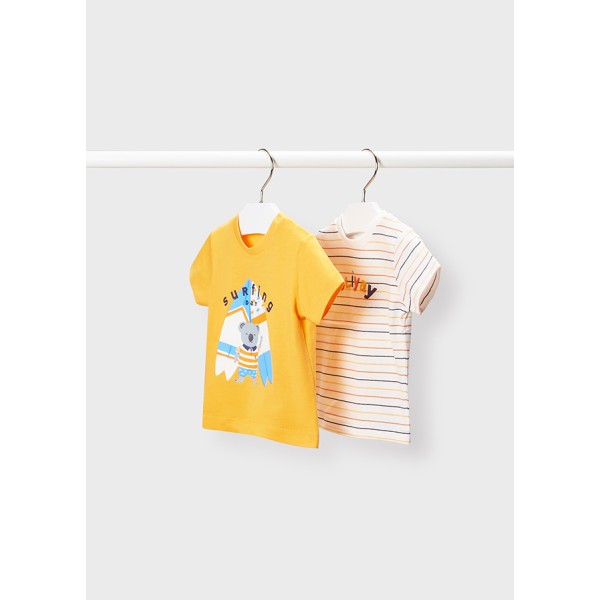 Mayoral 2 Μπλούζες για Αγόρι 01008-053 Νο 6-36 Μηνών -Πορτοκαλί